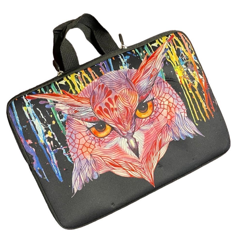 Psychedelic owl neoprene  laptop sleeve bag